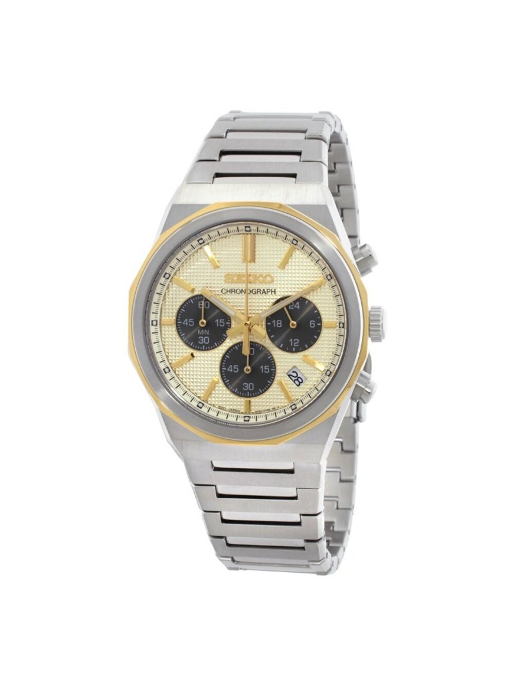 NWT Seiko Essentials Chronograph Quartz Champagne Dial Men's Watch
